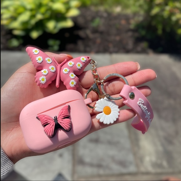 Pink Butterfly Charm AirPod Pro Case - Picture 2 of 3